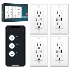4 Pack Lumary Smart USB Outlet with WiFi, Typ...