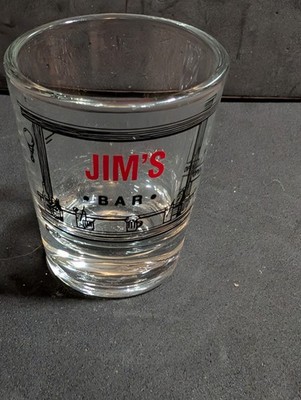JIM'S BAR PERSONALIZED SHOT GLASS NICE!