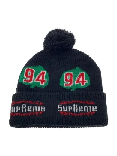 Supreme 17Aw Leaf Beanie Knit Cap Free Acrylique Noir Imprimé Homme AEt97