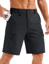 Hiking Cargo Shorts for Men Quick Dry Light Weight Work 9" Golf Casual Black ...