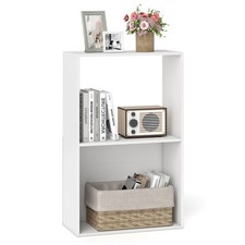 3-Tier Bookshelf, 2-Cube Bookcase w/Open Storage Compartment, Anti-Toppling Kit