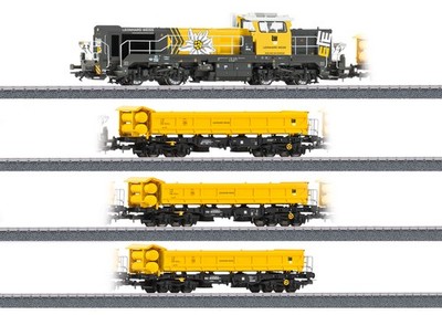 Märklin H0 26180 Zugset ''Bauzug Leonhard Weiss'' Diesellok DE 18 + Zweiseitenkipp