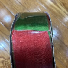 Kirkland Red/Green Reversible Wire-edged Ribbon 50 yards 2.5 W RARE NEW Sealed