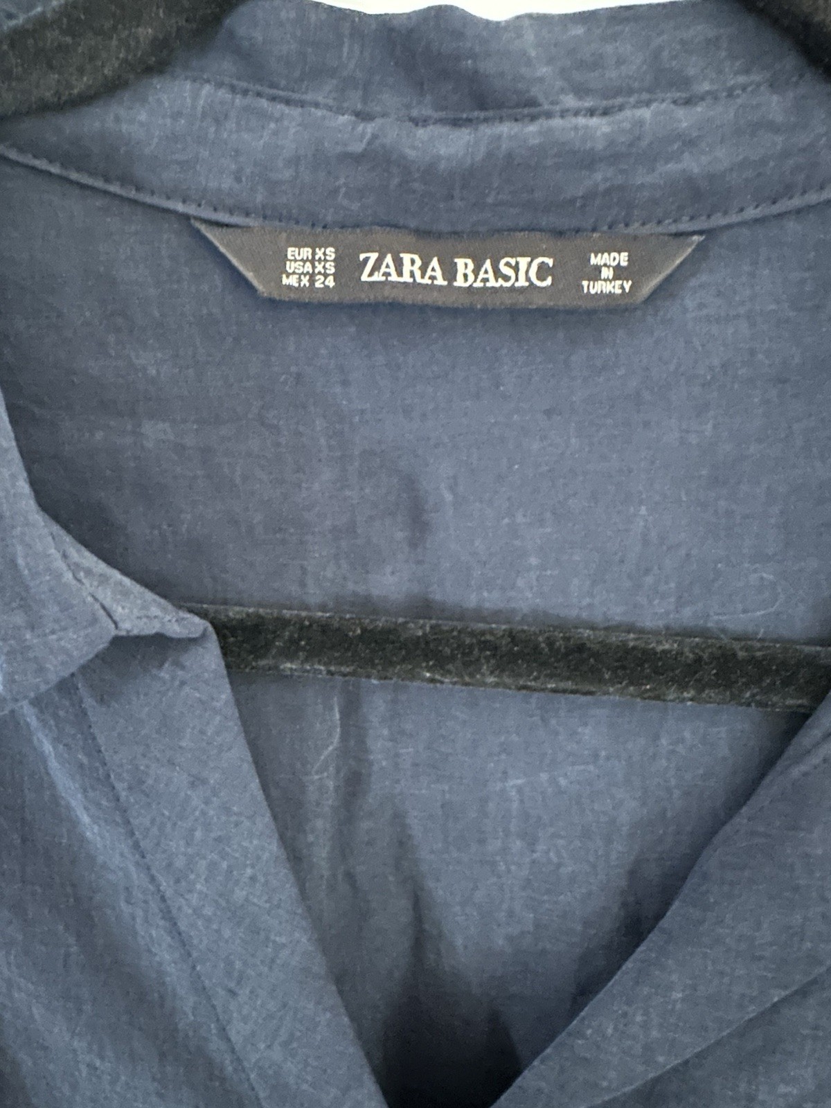 ZARA Basic Navy Blue Button Down Short Sleeve Mid… - image 3