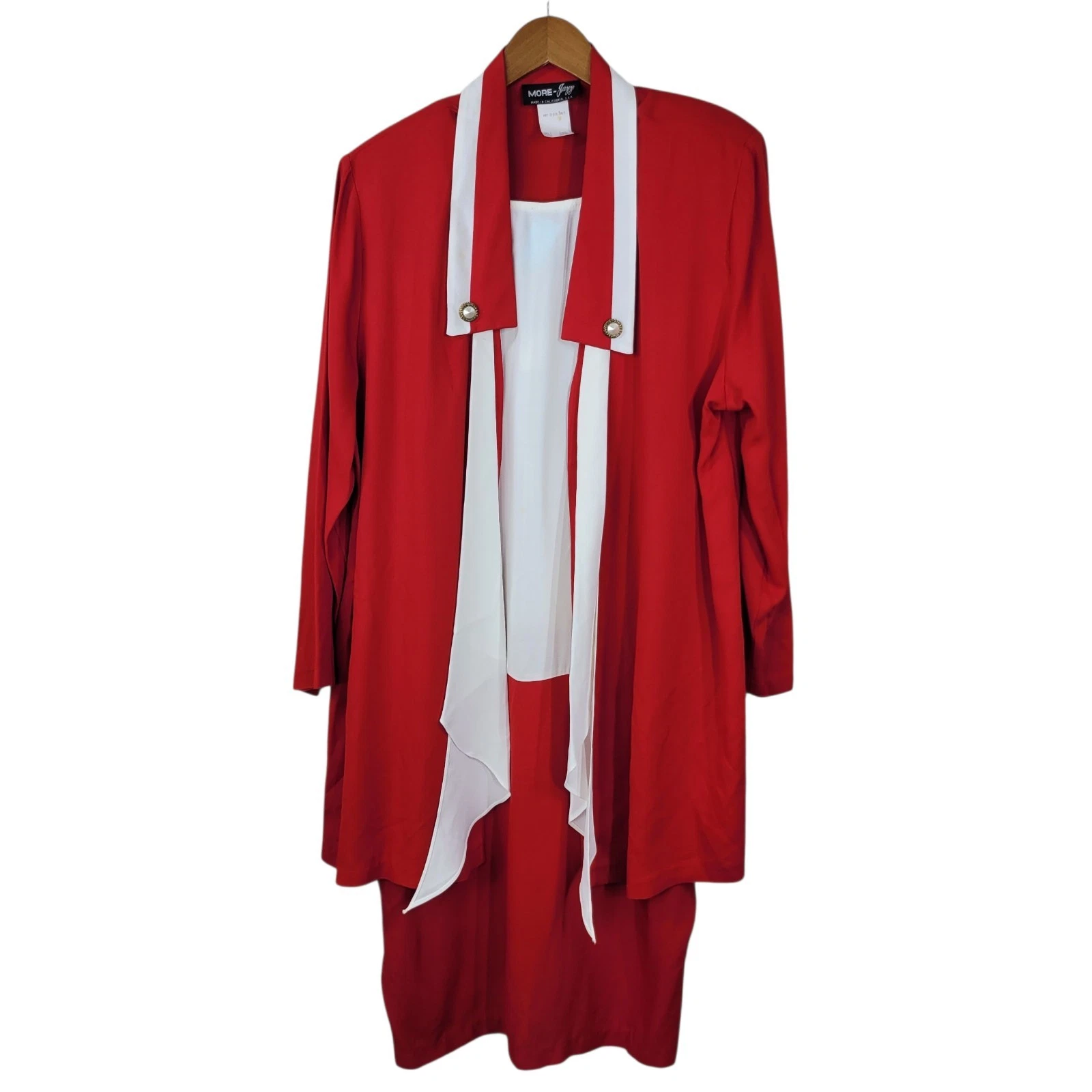 VETEMENTS Abito tuta power jacket vintage anni 80 taglia 18 XL 1X blazer rosso midi set *DIFETTO*