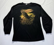 Vintage 90’s Bald Eagle Long sleeve shirt black L Nature graphic Made In USA tee