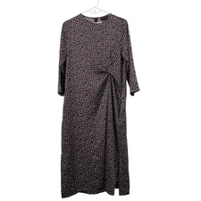 NWT HATCH The Lauren Dress 1/S Black Cheetah Print Satin 3/4 Sleeve Maternity