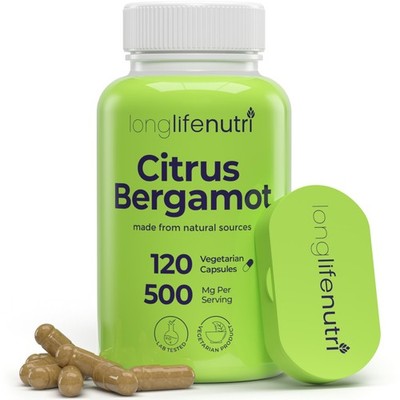 LongLifeNutri Citrus Bergamot Extract 500mg - 120 Vegetarian Capsules, 40%...