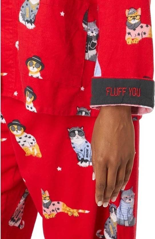 NWT PJ Salvage Women's Fluff You Cotton Flannel PJ Set in Red XS