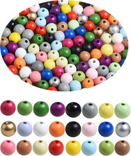 230PCS 16mm Colorful Round Wooden Beads for Craft,23 Colors Colored Natual Pa...