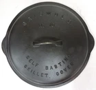 ANTIQUE VTG 1925 CAST IRON LBL GRISWOLD #10 SELF BASTING SKILLET COVERLID #470