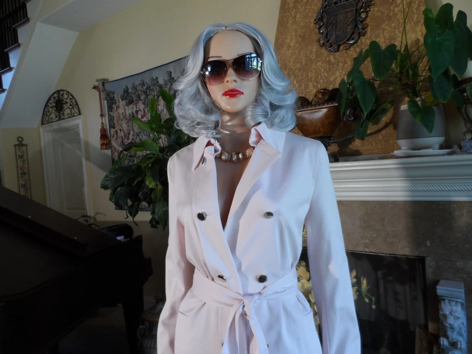 Nueva gabardina de sarga de algodón rosa rubor Escada talla DE 36- US 6 Foto 4 de 4