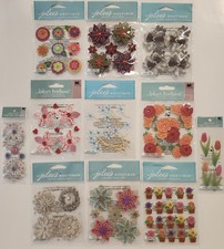 Lot Of 11 JOLEE'S BOUTIQUE Dimensional Scrapbooking Stickers FLOWERS FLORAL