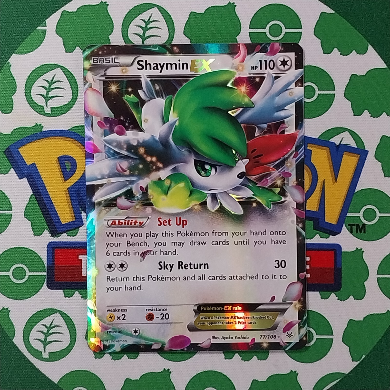Shaymin EX 77/108 Roaring Skies Holo NM Pokemon Card English