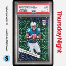 2023 PANINI DONRUSS ELITE #102 ANTHONY RICHARDSON GREEN DISCO RC ROOKIE PSA 9