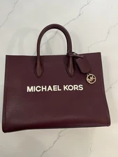 Michael Kors Mirella Medium East West Crossbody Tote Leather Bag (Oxblood) NWT