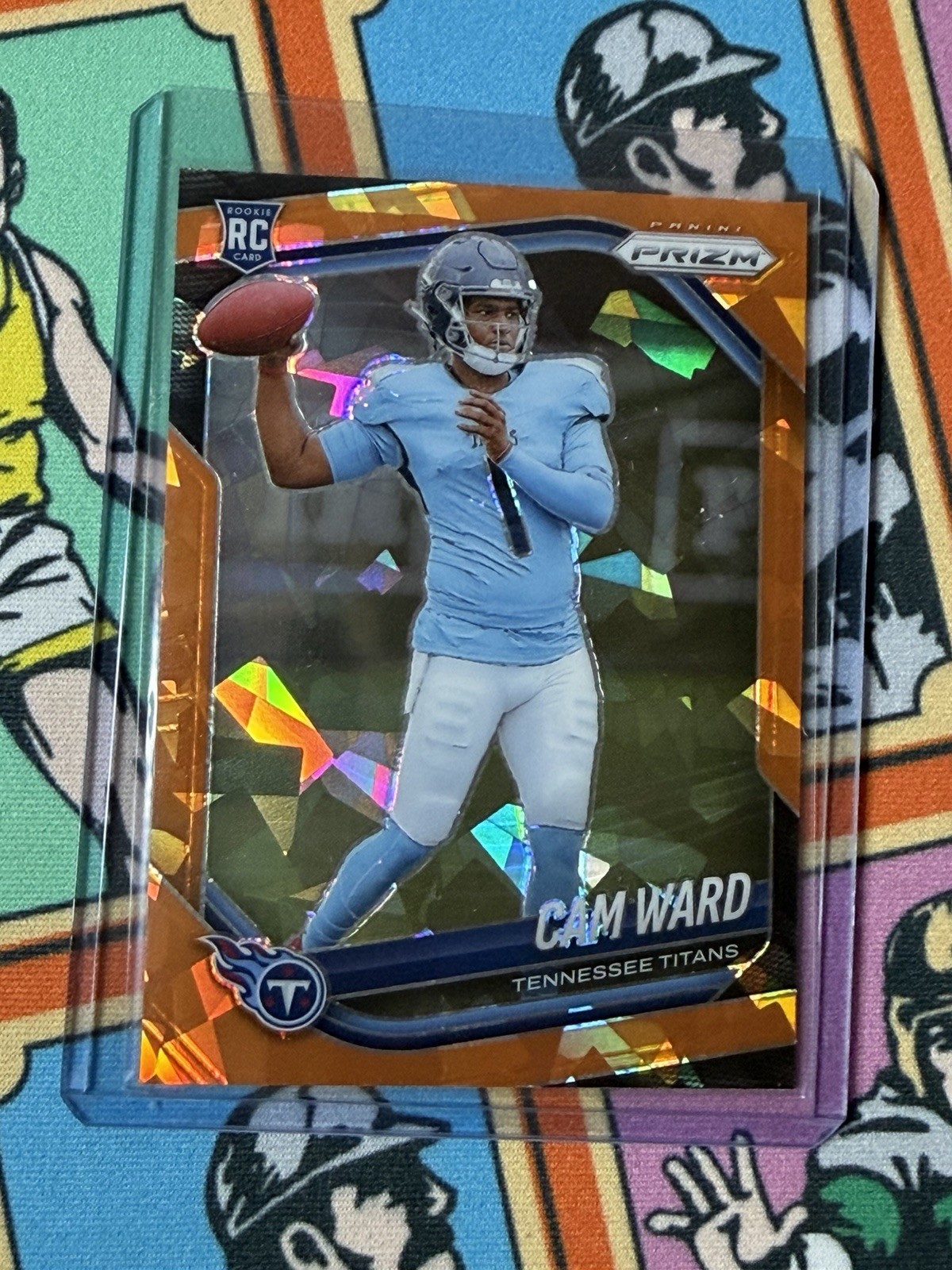 2025 Panini Prizm Rookie Orange Cracked Ice Cam Ward #352 Tennessee Titans