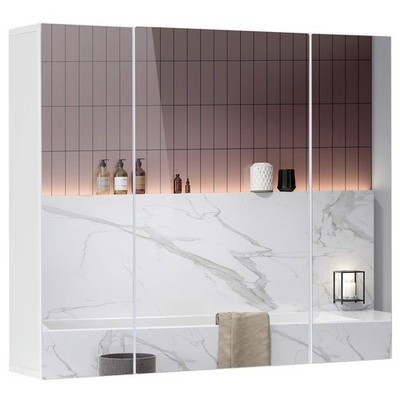 Medicine Cabinet Bathroom Mirror Cabinet with 3 Door 27.6x23.62 Inch Bathroom...