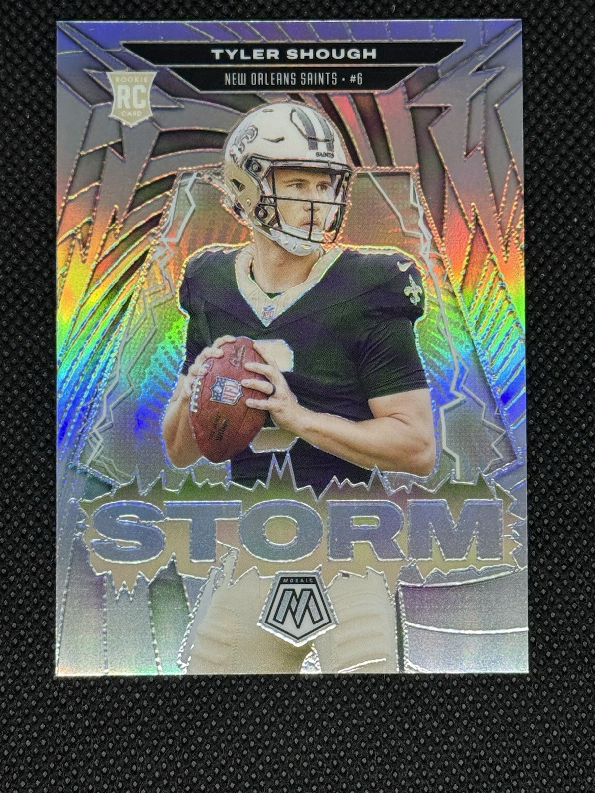 2025 Panini Mosaic Tyler Shough Storm Rookie Silver Prizm #7 Saints RC