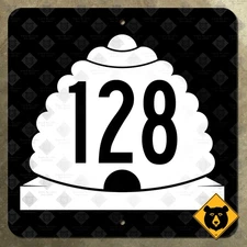 Utah State Route 128 highway road sign Moab Dinosaur Diamond beehive 16x16
