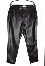 OLD NAVY BLACK HIGH RISE STRAIGHT LEG FAUX LEATHER PANTS Size 14