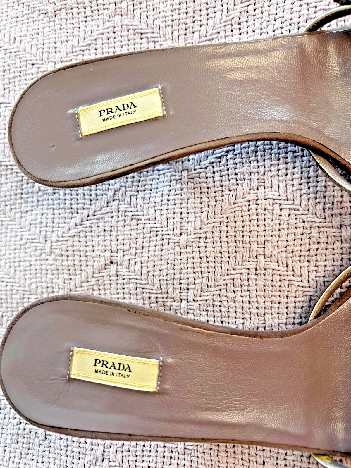 Vintage Prada Floral Appliqué Leather Slip-On Sandals Sz 38.5,Collectible, Italy thumbnail 14