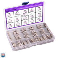 15 Values 250 pcs Fast-Blow Glass Fuses Assortment Kit 6x30mm 250V 1A, 2A, 3A...