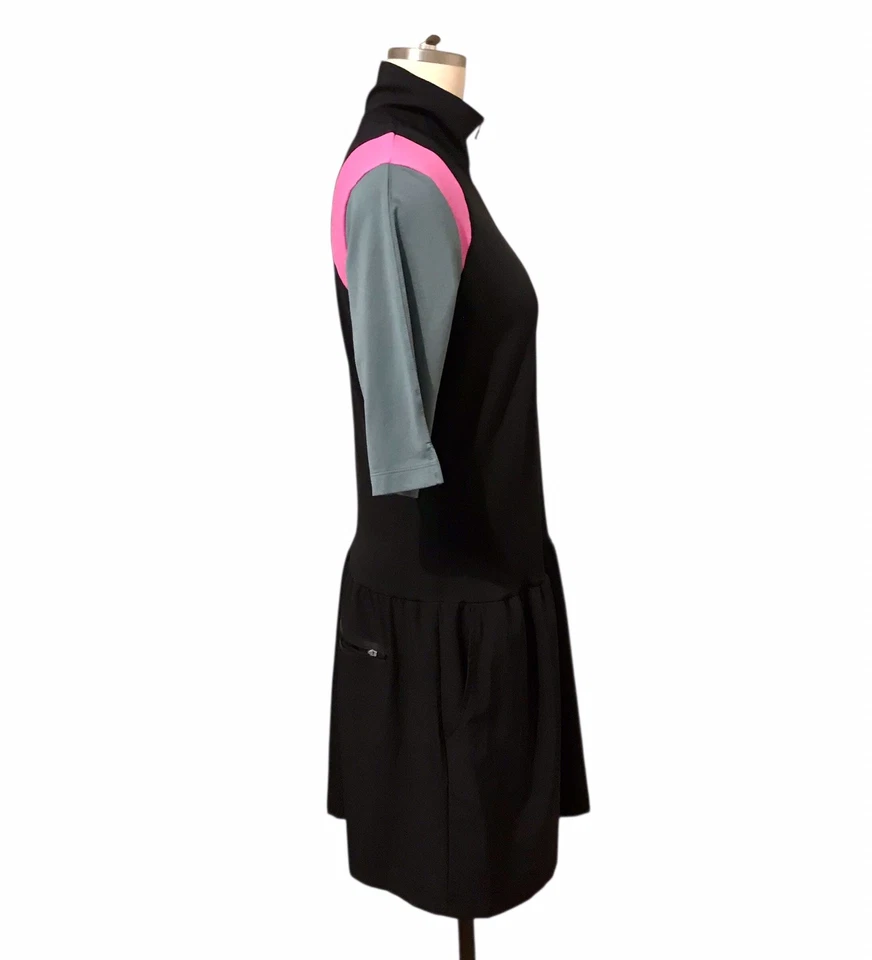 Nike Golf Tour Performance Dress Dri Fit Black Pink Gray Pockets Women’s Sz M - Image 3 of 4