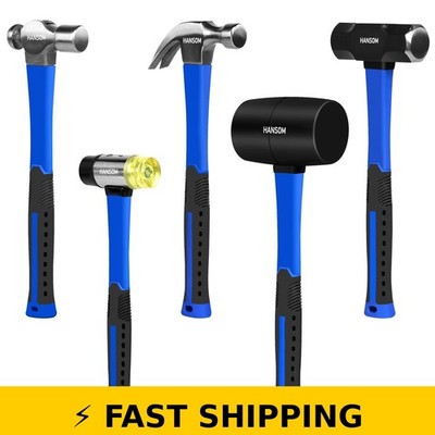 HANSOM 5-Pack Hammer Set with Ergonomic Handles