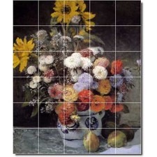 Auguste Renoir Flower Tile Mural PT07397. 40 x 48 30 8x8 tiles