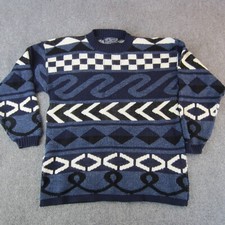 JJ Browne Sweater Mens Large Blue Vintage Knit Made in USA Pull Over Long Sleeve