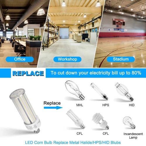 54W LED Corn Bulb Light Replace 175W MH/HPS Warehouse Workshop High Bay Lighting - Picture 6 of 12