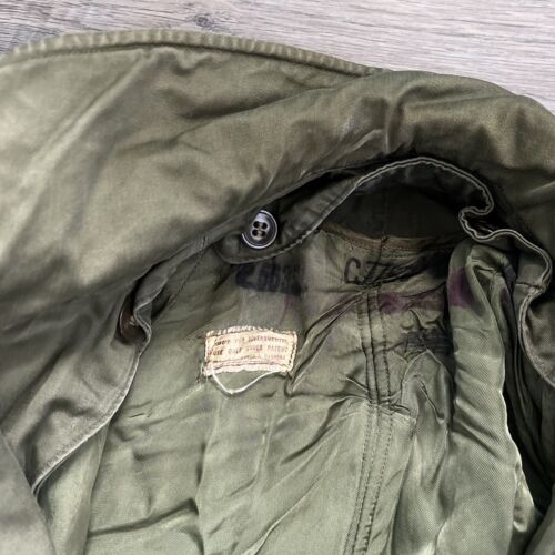 Vintage 50s/60s Army Military Heavy Overcoat Trench Wool Liner Belt Small READ - Picture 13 of 13