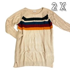 Lularoe Lauren Sweater Dress Nwt 2XL Color Block Stripes on Tan Background