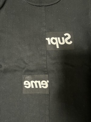 【特価】FW18SupremeCommedesGarconsBoxLogo Supreme x Comme Des Garcons Shirt Split Box Logo Tee BLK/WHT