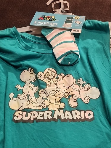 Super Mario Bros Womens Yoshi Tank Top Shirt Shorts & Socks Pajamas Sleep Set 3X - Picture 3 of 8