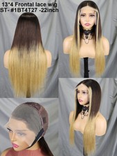 200 Density 13x4 Lace Frontal Wig 22 Inch 1BT4T27 Straight Human Hair Wig