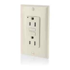 Leviton GFCI Receptacle, 15A, 125V, 20A Feed-Through, Self-Test, Light Almond