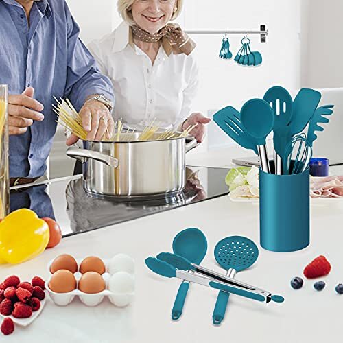 43 Pcs Silicone Kitchen Cooking Utensils with Holder Heat Resistant Spatula S... - Picture 6 of 7