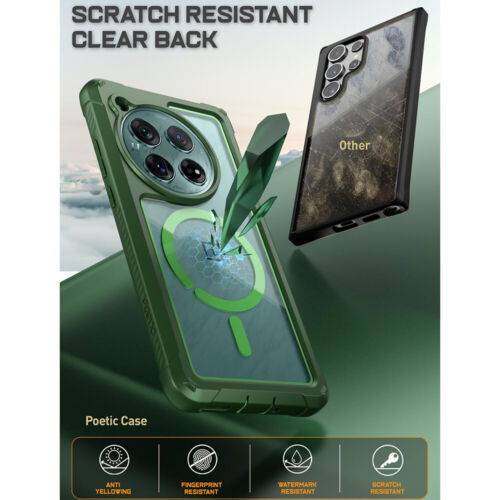 For OnePlus 12 5G Case Poetic Built-in Screen With Magsafe Clear Cover Green - Picture 2 of 5