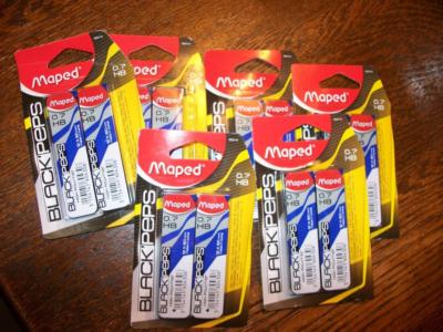 6 Maped Mechanical Pencil Refills Black Peps 0.7 HB 24 Each Pack x 6 #560410