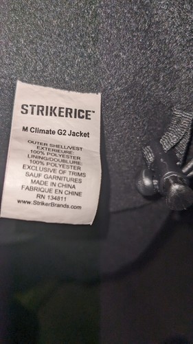 Striker Ice Climate G2 Softshell Jacket Black Waterproof Size XL RN-134811 - Picture 7 of 8