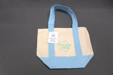 Trader Joe's Mini Pastel Canvas Tote Bag Blue New With Tags Spring 2025
