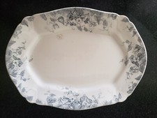 RARE ANTIQUE JOHNSON BROS TRANSFER WARE IVY IRONSTONE PLATTER SEMI-PORCELAIN