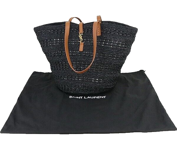 SAINT LAURENT YSL Panier Medium Crochet Raffia Basket Bag