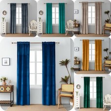 Coppia Tende Adelaide Morbide Oscuranti Termiche in Velluto 2 Pannelli con Tasca