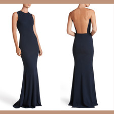 NWT 298 Dress the Population Eve Crepe Mermaid Gown Blue  Large  E855