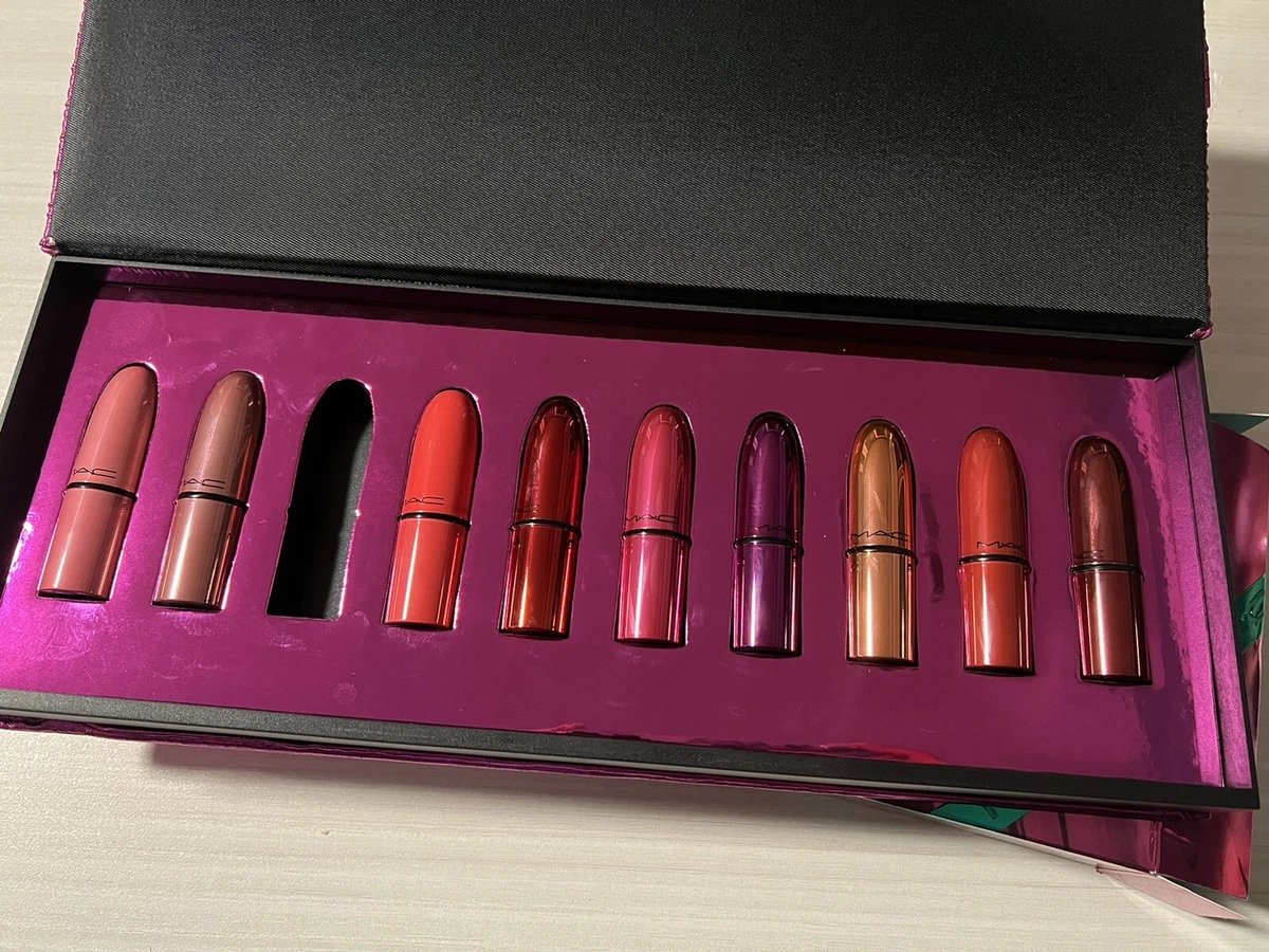 NIB MAC Shiny Pretty Things Lipstick Kit 10 Mini Lipsticks Set Holiday NEW *READ