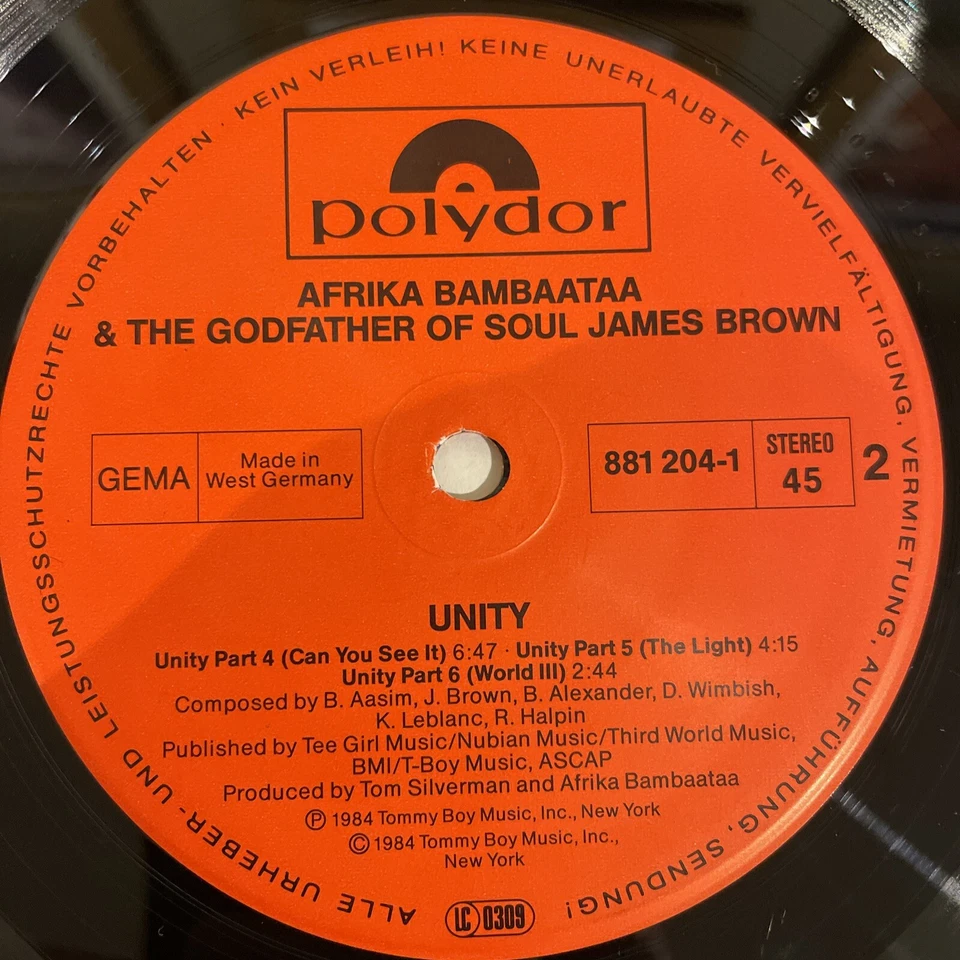 Afrika Bambaataa & James Brown - Unity - Vinyl 12” Maxi EP - 1984 - Hip Hop - Изображение 3 из 4