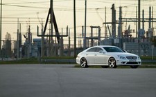 Cars white mercedes benz cls Desk Mat Stitched